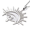 201 Stainless Steel Sun with Eye Pendant Necklace with Cable Chains NJEW-Q317-02P-3