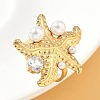 304 Stainless Steel Micro Pave Cubic Zirconia Plastic Pearl Cuff Rings RJEW-D310-02B-G-1