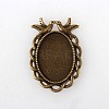 Vintage Tibetan Style Alloy Bird Pendant Cabochon Bezel Settings X-TIBEP-M018-32AB-NF-1