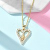 Brass Pave Clear Cubic Zirconia Heart Virgin Mary Pendant Necklaces for Women NJEW-D306-04G-A-1