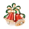 Christmas Theme Golden Zinc Alloy with Rhinestone Brooches LS-JEWB-B018-01G-08-1