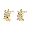 Rack Plating Brass Tortoise Stud Earrings with Cubic Zirconia EJEW-D061-43G-1