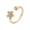 Flower Brass Micro Pave Cubic Zirconia Cuff Ring Setting LS-KK-A244-01A-G-1