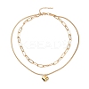 PVD Vacuum Plating 304 Stainless Steel Double Chains Multi Layered Necklace with Heart Charm for Women STAS-E155-24G-1