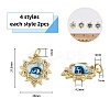 8Pcs 4 Style Brass Micro Pave Clear Cubic Zirconia Pendants KK-DC0002-68-2