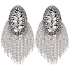 2Pcs Punk Style Oval Iron & Crystal Rhinestone & Felt Tassel Epaulettes AJEW-ME0001-51-1