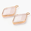 Natural Rose Quartz Pendants G-R464-005B-2