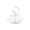 925 Sterling Silver Flower Charms with Jump Rings and 925 Stamp STER-M021-02S-04-1