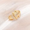 Brass Micro Pave Clear Cubic Zirconia Cuff Rings for Women RJEW-U043-09G-1