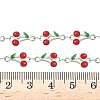 304 Stainless Steel Enamel Red Cherry Link Chain Necklaces for Women NJEW-K249-23G-5