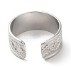 Non-Tarnish 304 Stainless Steel Twist Rope Pattern Open Cuff Ring for Women RJEW-I098-15P-3