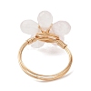 Golden Tone Copper Wire Wrapped Natural Rose Quartz Finger Rings RJEW-JR00981-4