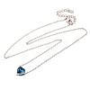 304 Stainless Steel Pave Cubic Zirconia Heart Pendant Cable Chain Necklaces for Women NJEW-G142-07P-02-2