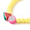 Handmade Polymer Clay Fruit Stretch Bracelet with Round Beads for Kids BJEW-JB07583-6