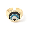 Evil Eye Rack Plating Brass Enamel Cuff Ring for Women RJEW-F143-05G-01-2