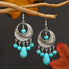 Bohemian Fringed Synthetic Turquoise Dangle Earrings LS-LN9016-2-1