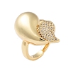 Rack Plating Teardrop Brass Micro Pave Cubic Zirconia Open Cuff Rings for Women RJEW-B064-03G-1