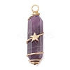 3Pcs 3 Styles Natural Amethyst Copper Wire Wrapped Pointed Pendants PALLOY-JF02460-02-2
