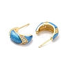 Enanel Croissant Stud Earrings with Clear Cubic Zirconia EJEW-P213-21G-3