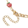 2Pcs 2 Styles Brass Enamel Red Strawberry Link Chain Bracelet Making AJEW-JB01547-5