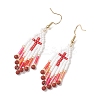 Glass Seed Beads Dangle Earrings EJEW-MZ00737-01-4