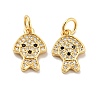 Dog Brass Micro Pave Clear Cubic Zirconia Charms KK-G425-14G-1