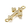 Brass Clear Cubic Zirconia Cross Connector Charms LS-ZIRC-I070-037G-2