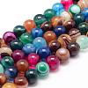 Natural Striped Agate/Banded Agate Bead Strands G-K155-A-8mm-12-1