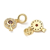 Brass Micro Pave Organge Red and Clear Cubic Zirconia Arrow with Target Shape European Dangle Charms KK-L257-25G-2