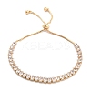Brass Pave Clear Cubic Zirconia Teardrop Box Chain Slider Bracelets BJEW-B094-07G-1
