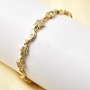 Moon & Star & Hamsa Hand Brass Micro Pave Clear Cubic Zirconia Link Chain Bracelets BJEW-C130-03G-1