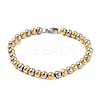 304 Stainless Steel Round Beads Bracelets BJEW-Q038-06GP-4