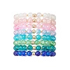 8Pcs 8 Colors Spray Painted Crackle Glass Beads Stretch Bracelets for Men Women BJEW-MZ00204-3