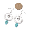 Natural Sea Shell Beads and Synthetical Dyed Turquoise Leaf Pendants Earrings EJEW-JE05921-3