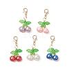 Cherry Copper Wire Wrapped Glass Pearl Pendant Decorations HJEW-JM03024-01-2