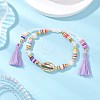 Flat Round Polymer Clay Braided Bead Bracelets BJEW-JB11500-2