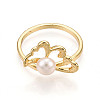 Flower Brass Finger Rings RJEW-N049-01G-2