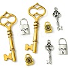 8Pcs 4 Styles Tibetan Style Alloy Skeleton Key Lock Pendants FIND-FS0002-11-3