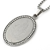 201 Stainless Steel Crystal Rhinestone Religion Virgin Mary Oval Pendant Box Chain Necklaces NJEW-D089-04P-1