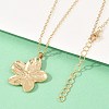 Alloy Flower Pendant with Iron Chain Necklaces for Women NJEW-A066-01G-3