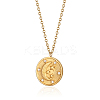 Stylish 304 Stainless Steel Flat Round with Moon Pendant Necklaces for Women's Daily Wear XY3014-2-2