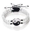 Adjustable Round White Cat Eye Beaded Stretch Bracelet Sets GW3439-7-1