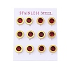 304 Stainless Steel Flat Round Stud Earrings EJEW-C099-23G-02-4