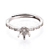 Rhodium Plated 925 Sterling Silver Micro Pave Cubic Zirconia Engagement Solitaire Ring Settings STER-N016-77P-2