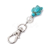 Sea Turtle Synthetic Howlite & Turquoise Pendant Decorations HJEW-JM02381-5