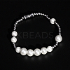 Minimalist Imitation Pearl & 304 Stainless Steel Round Beaded Stretch Bracelets KM8315-2-2