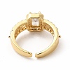 Cubic Zirconia Rectangle Open Cuff Ring RJEW-G281-07G-3
