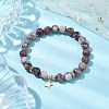 8mm Round Natural Plum Blossom Tourmaline Beaded Stretch Bracelets BJEW-JB10469-01-2