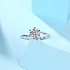 Rhodium Plated 925 Sterling Silver Moissanite Rhinestone Solitaire Ring AJEW-U007-24P-3