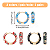 FIBLOOM 3 Pairs 3 Colors Brass Flower Pattern Hoop Earrings EJEW-FI0003-07-10